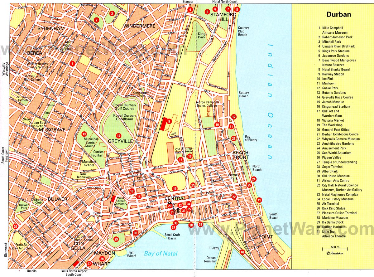Durban Map - Tourist Attractions
