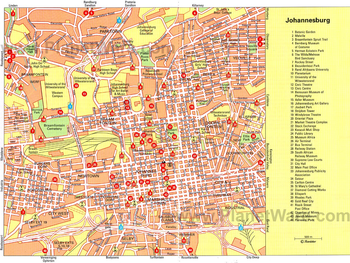 Johannesburg Map - Tourist Attractions