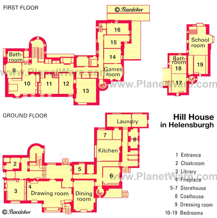 Hill House in Helensburgh - Floor plan map