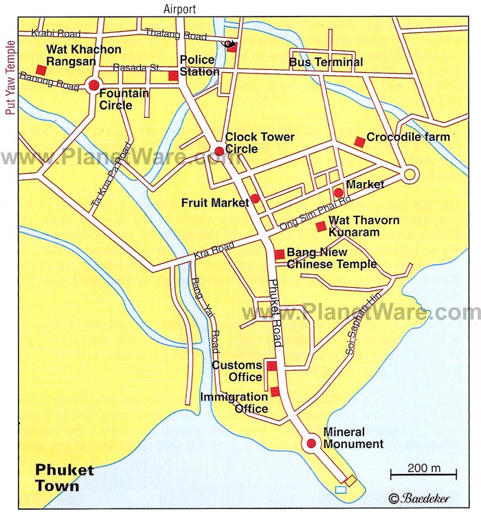 Phuket Town Map - Tourist Attractions