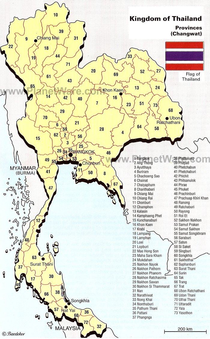 Map Of Thailand Provinces Map of Provinces (Changwat) | PlanetWare