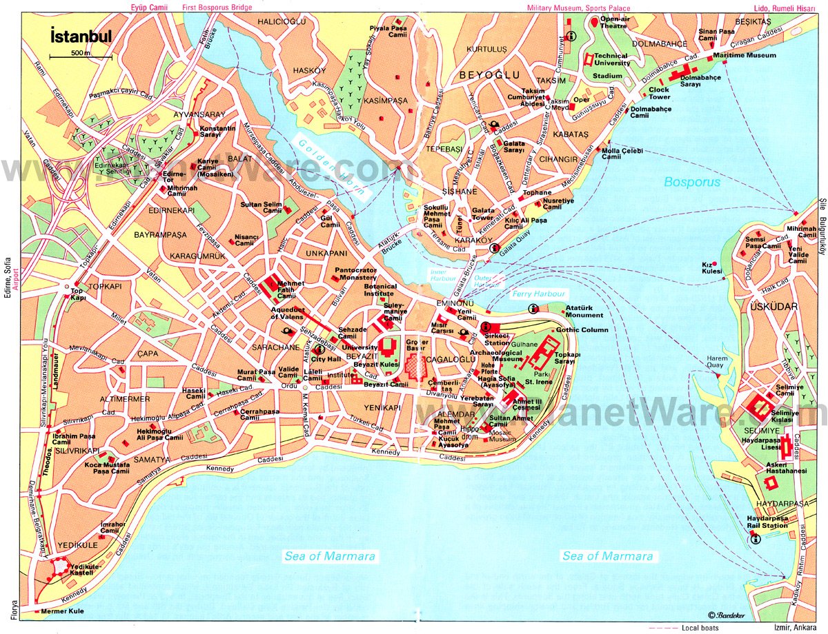 Istanbul Map - Tourist Attractions