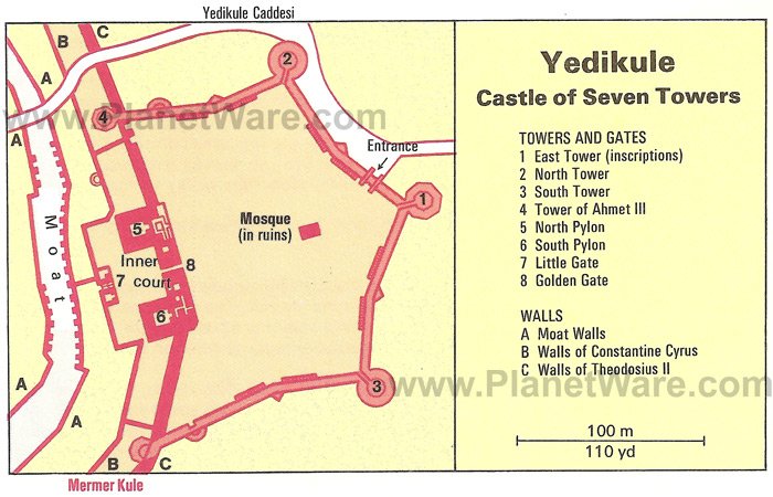 Istanbul - Yedikule Castle of Seven Towers - Floor plan map