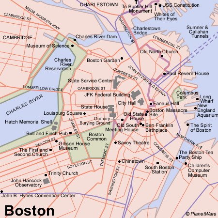 Boston Map - Tourist Attractions