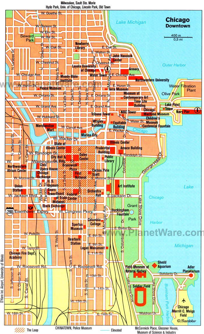 Chicago Downtown Map - Tourist Attractions