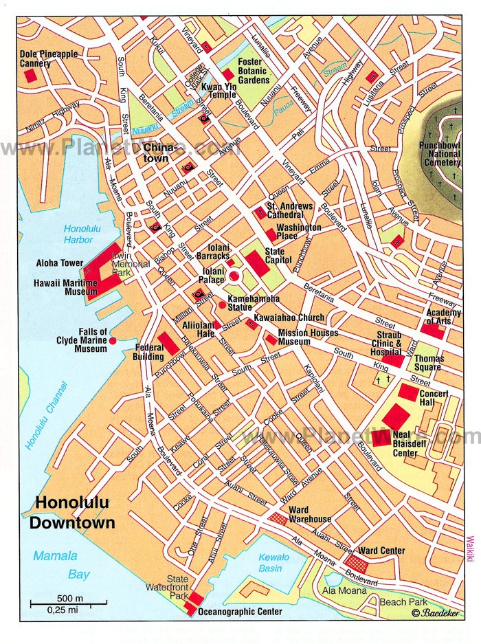 Honolulu (Downtown) Map - Tourist Attractions