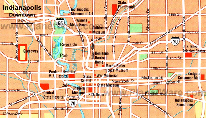 Indianapolis Map - Tourist Attractions