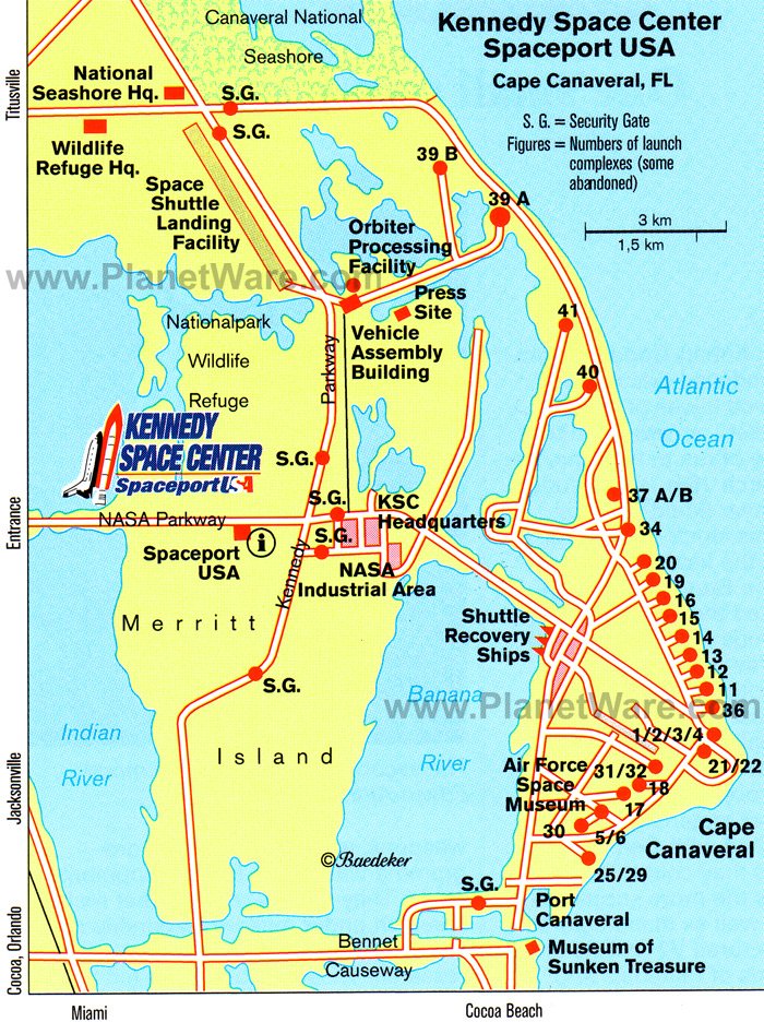 Kennedy Space Center Spaceport Usa Map 