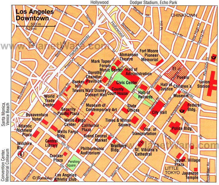 Los Angeles- Downtown Map - Tourist Attractions