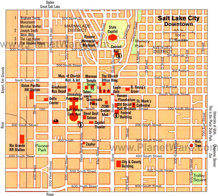 Salt Lake City Map - Tourist Attractions