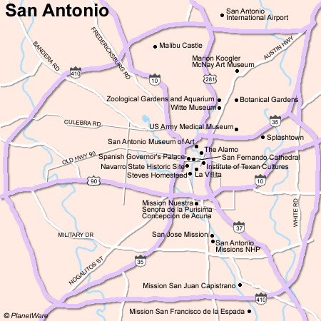 San Antonio Map - Tourist Attractions