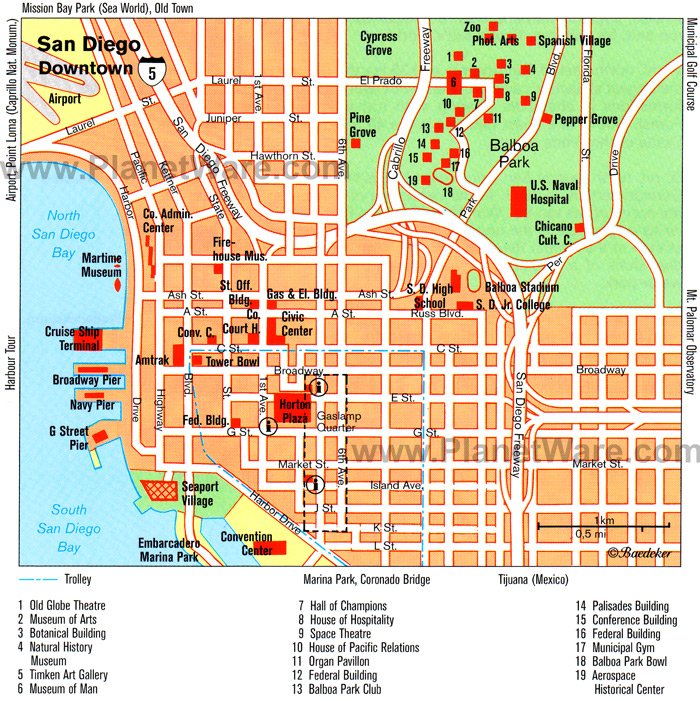 San Diego (Downtown) Map - Tourist Attractions
