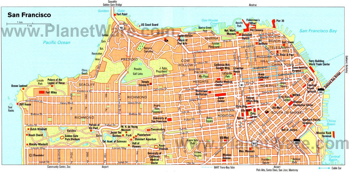 San Francisco Map - Tourist Attractions