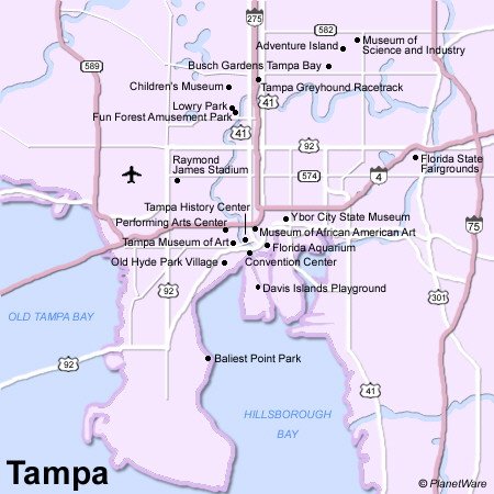 Tampa Map - Tourist Attractions