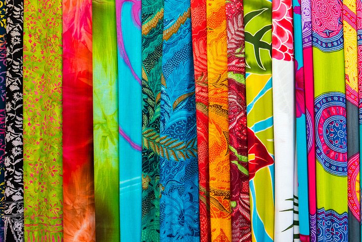 Colorful sarongs at the Ubud Art Market