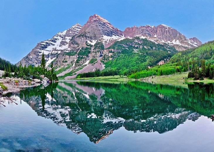 The Maroon Bells reflected in Crater Lake