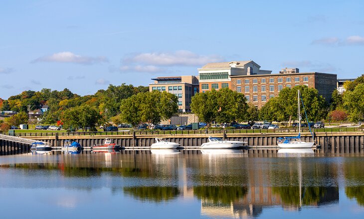 Boats on the Penobscot River in Bangor