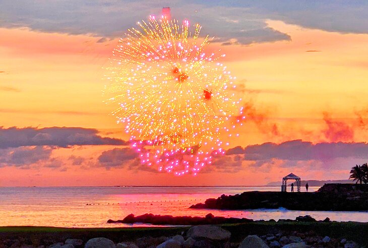 Fireworks over the ocean in Puerto Vallarta