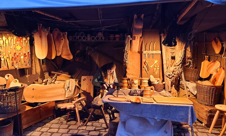 Woodcarvers booth at the Christmas Market in Esslingen