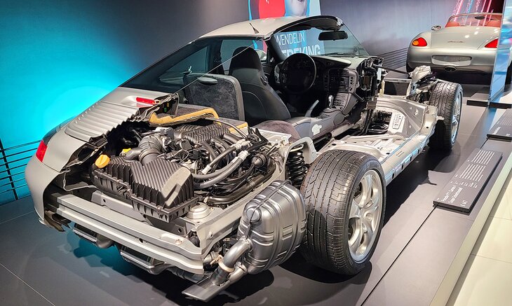 A look at the inner workings of a vehicle at the Porsche Museum 