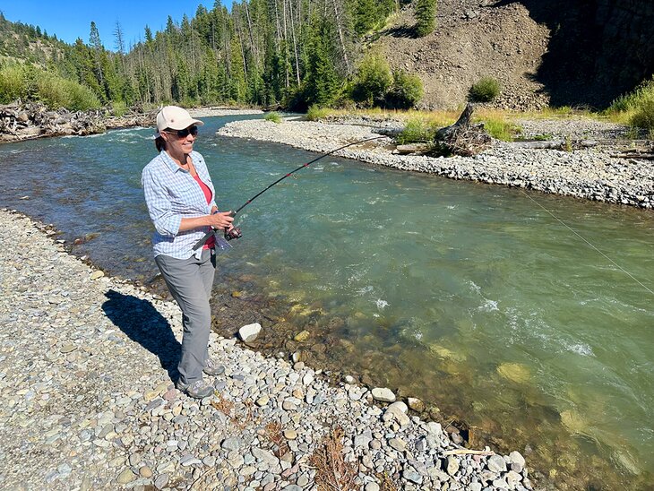 Author Anietra Hamper fishing on Wood River