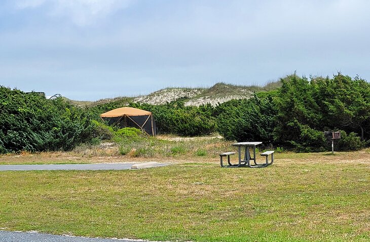 A campsite in the Ocracoke campground