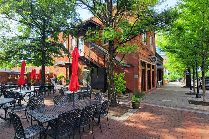 Outdoor patio at Soby's Restaurant on Main Street
