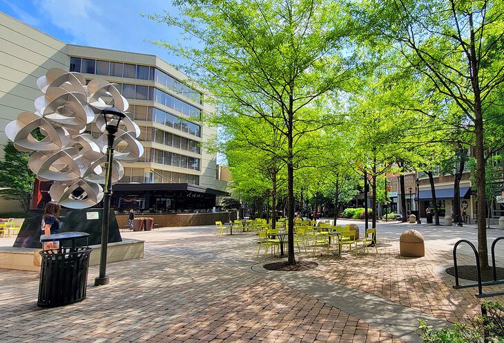 A square along Main Street in downtown Greenville