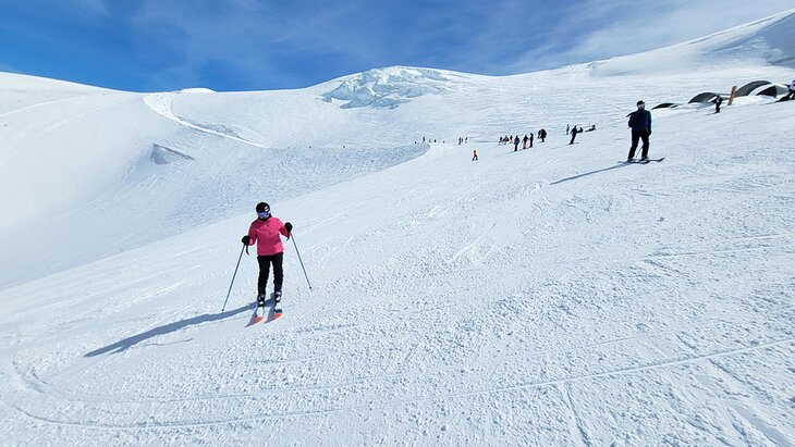 Skiing on the Italian side of the Theodul Pass from Zermatt