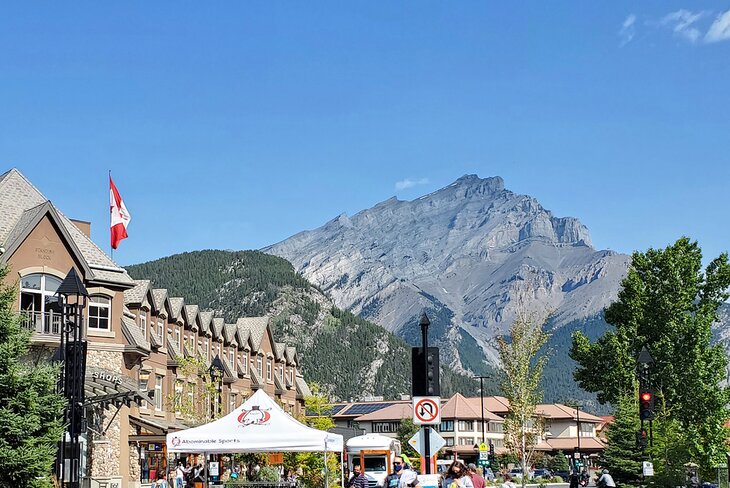 Downtown Banff and Cascade Mountain