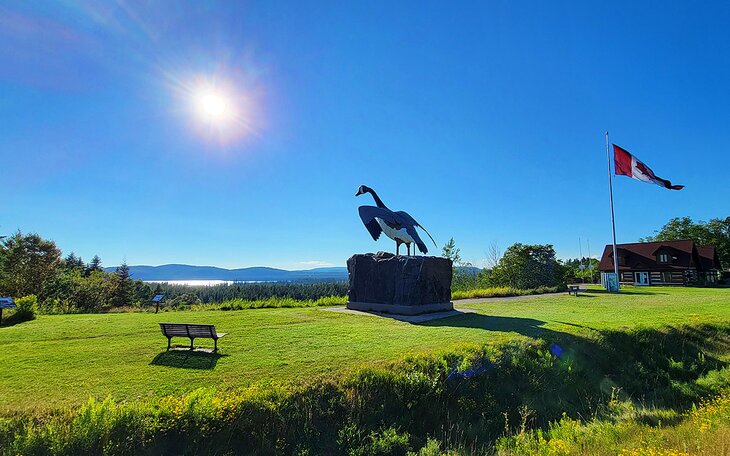 The goose statue in front of the Visitors Center in Wawa