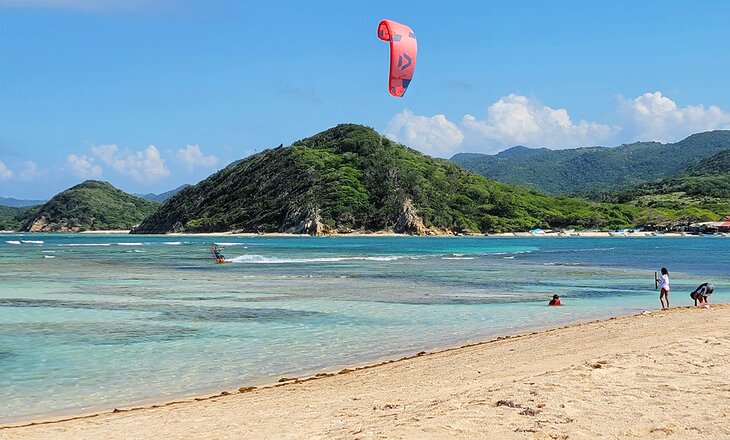 A kiteboarder in Buen Hombre, Dominican Republic