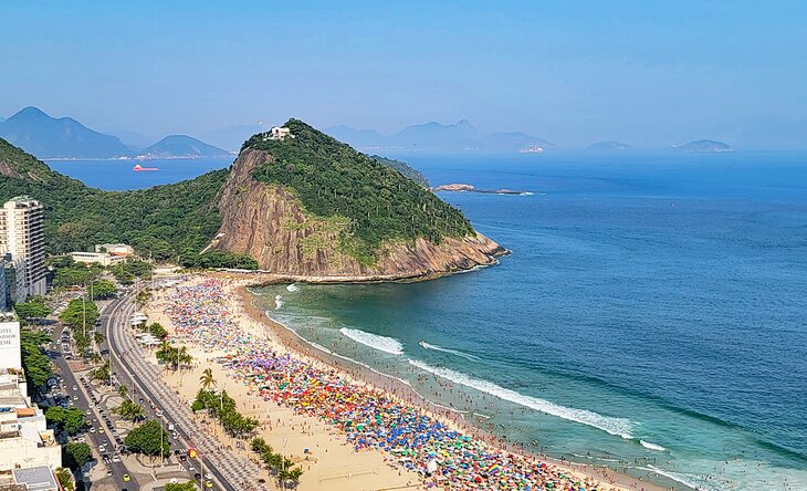 View over Copacabana Beach on a busy day