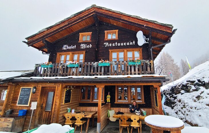 Chalet Ried Restaurant on the ski slopes of Zermatt