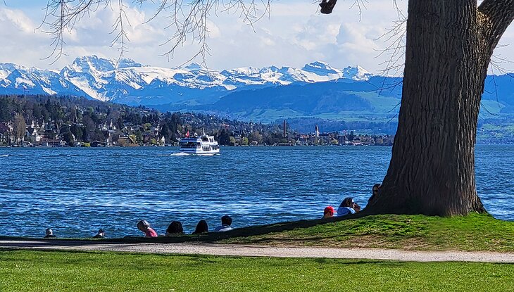 A tour boat on Lake Zurich