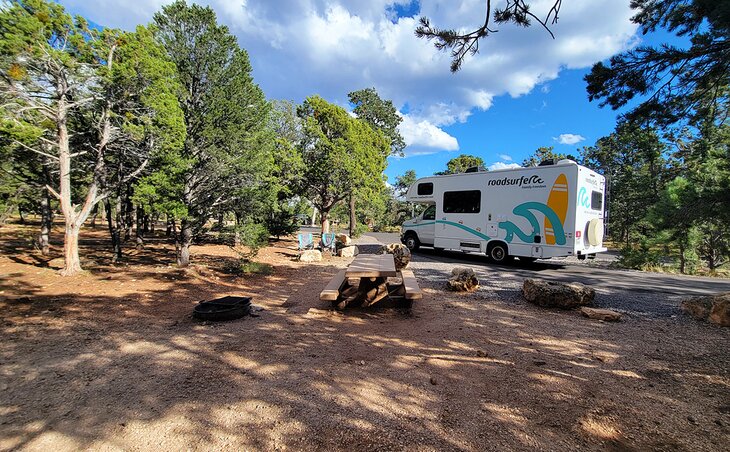 A typical campsite at Mather Campground at the Grand Canyon