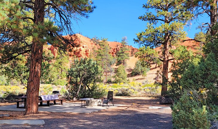 A scenic campsite at Red Canyon Campground