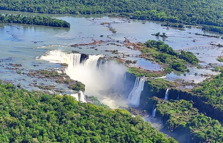 View of Iguaçu Falls from a helicopter tour