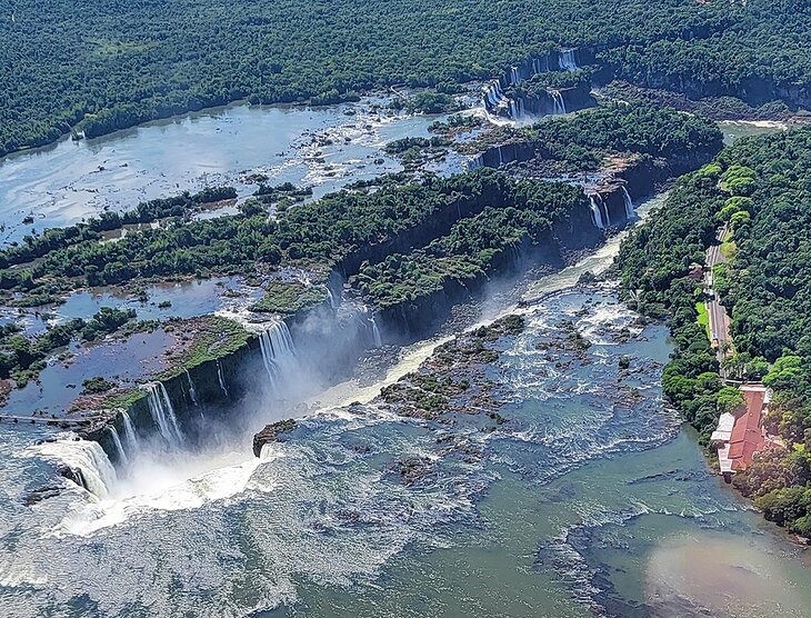 Iguaçu Falls seen from a helicopter tour