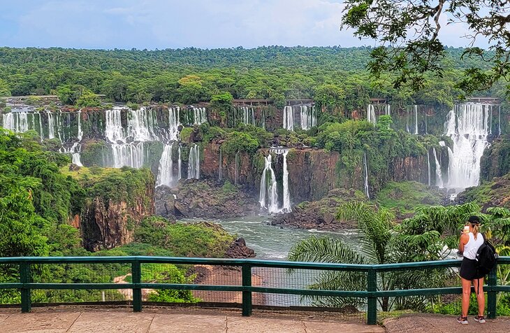 View of the falls from the viewing area in front of the Hotel das Cataratas